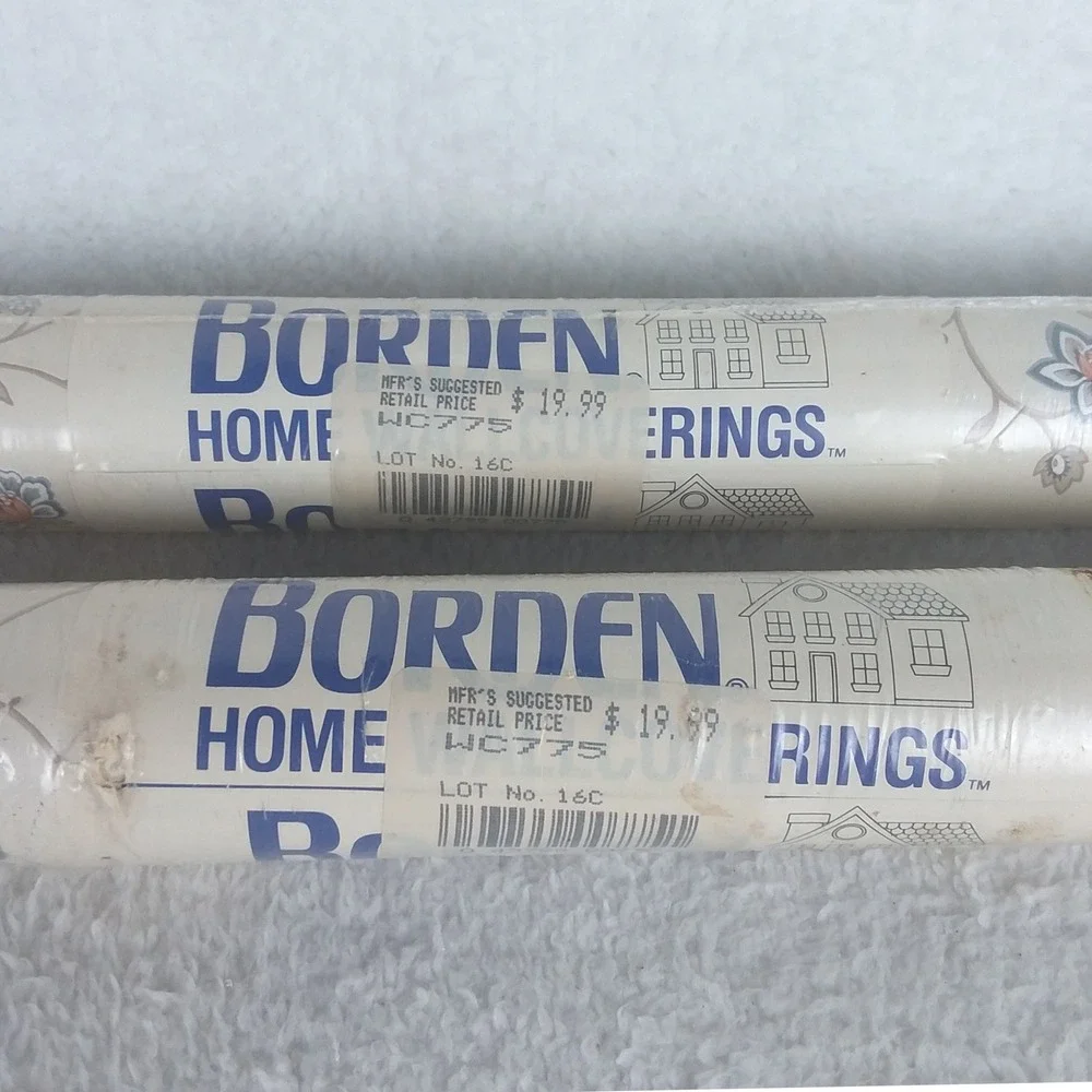 Borden Home Wallpaper Double Roll Bolt Vinyl Coated Floral Pattern WC775 Vintage